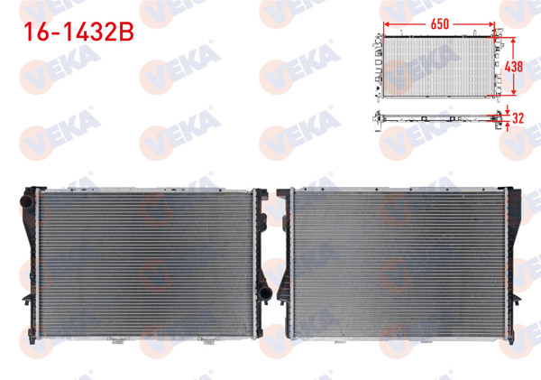 VEKA 16-1432B | Su Radyatörü Brazing BMW 5 (E39) 525 D-525 Tds A-T / M-T 1995-2003 / 7 (E38) 725 Tds A-T / M-T 1994-2001