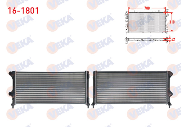 VEKA 16-1801 | Su Radyatörü Mekanik Fiat Doblo (119,223) 1.3 Mjt M-T 2001-2010