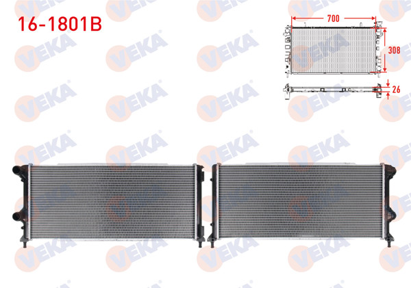 VEKA 16-1801B | Su Radyatörü Brazing Fiat Doblo 1.3 Mjt-1.9 Mjt M-T 2001-2010