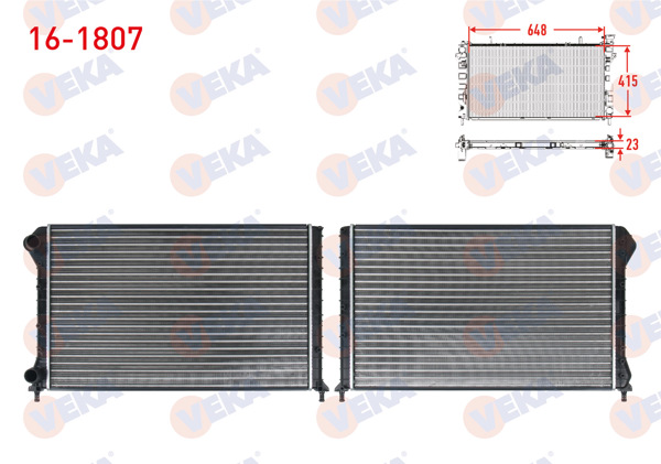VEKA 16-1807 | Su Radyatörü Mekanik Fiat Doblo (119,223) 1.9 D M-T Ac + 2001-2010