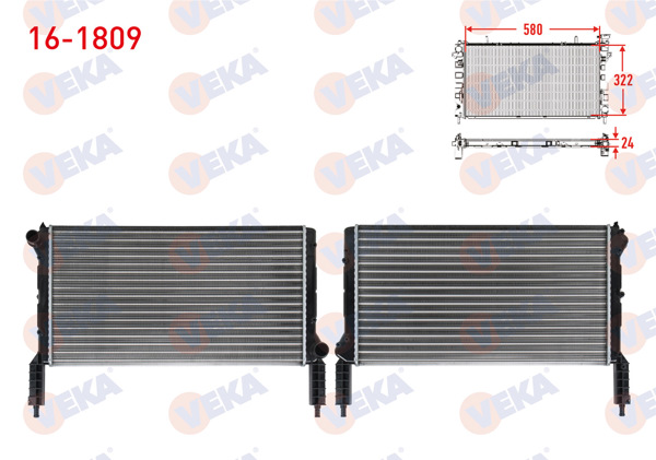 VEKA 16-1809 | Su Radyatörü Mekanik Fiat Doblo (119,223) 1.2İ M-T 2001-2010