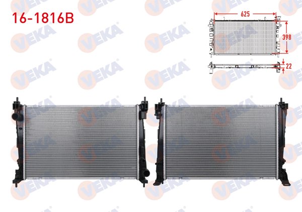 VEKA 16-1816B | Su Radyatörü Brazing Fiat Doblo (152,263) 1.3 Mjt, 1.6 CDTI Euro 6 M-T 2010 -