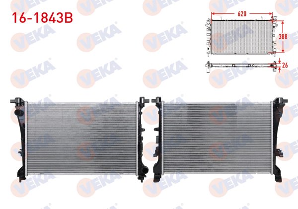 VEKA 16-1843B | Su Radyatörü Brazing Fiat Egea 1.3 Mjt-1.6 Mjt 16V M-T Ac + /-2015 -