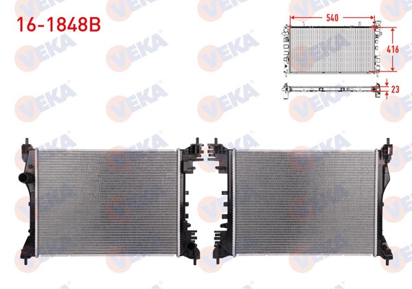 VEKA 16-1848B | Su Radyatörü Brazing Fiat Doblo (152,263) 1.4 M-T Ac + /-2010 -