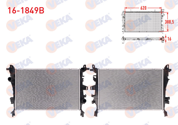 VEKA 16-1849B | Su Radyatörü Brazing Fiat 500X 1.3 Mjt A-T / M-T 2014 -