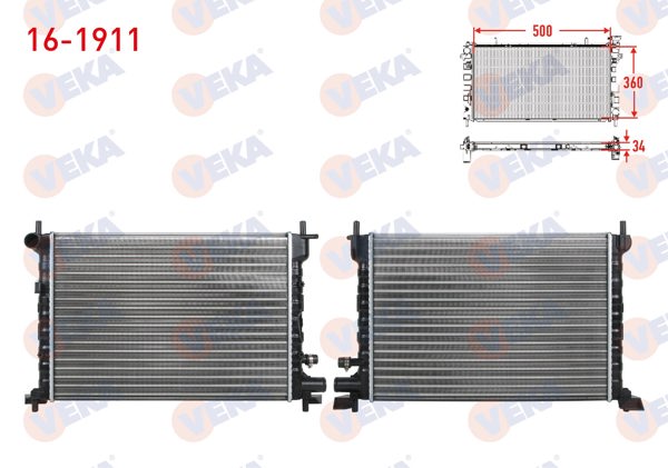 VEKA 16-1911 | Su Radyatörü Mekanik Ford Fiesta IV 1.25İ-1.4İ 16V-1.8 Dı M-T 1996-2002 / Fiesta V 1.6İ 16V Efı M-T 2001-2008 / Mazda 121 (Jasm,Jbsm) 1.25 M-T 1996-2003