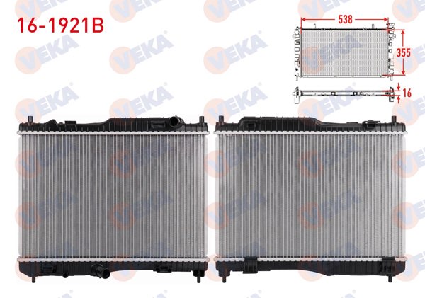 VEKA 16-1921B | Su Radyatörü Brazing Ford Fiesta Vıı 1.4 TDCI M-T Ac + /-2012-/ Courıer 1.5 TDCI, 1.6 TDCI 2014 -