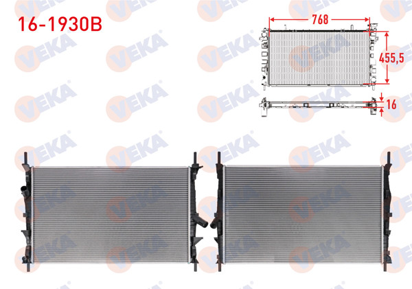 VEKA 16-1930B | Su Radyatörü Brazing Ford Transit, Custom V362, V363 2.2 TDCI 2013-2018 / Transit V363 2.0 Ecoblue M-T 2016-2023