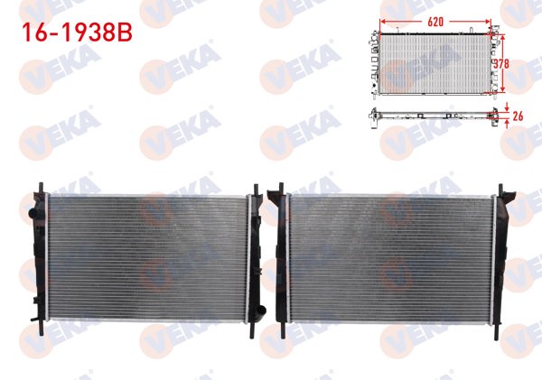 VEKA 16-1938B | Su Radyatörü Brazing Ford Mondeo I-II 1.6İ 16V-1.8İ 16V-2.0İ 16V M-T Ac + /-1993-2000