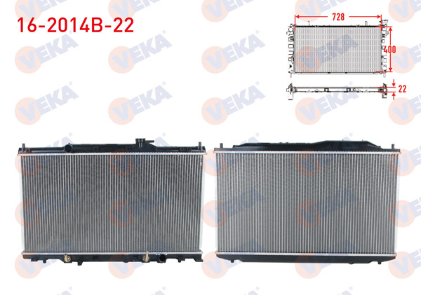 VEKA 16-2014B-22 | Su Radyatörü Brazing Kalınlık 22mm Honda Cr-V 2.4I A-T 2002 -