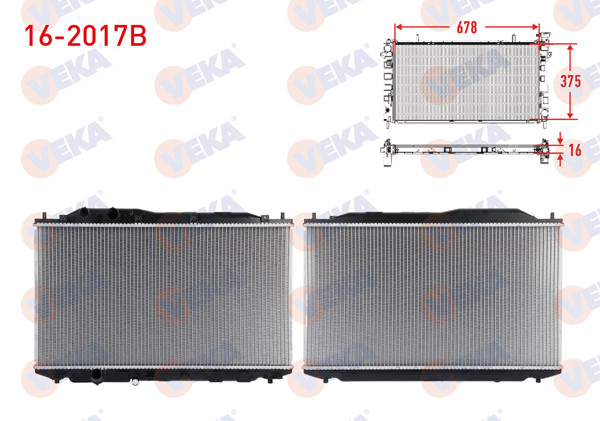VEKA 16-2017B | Su Radyatörü (Alt Boru Segmanlı) Brazing Honda Civic VIII 1.6 M-T Ac + /-2005-2012