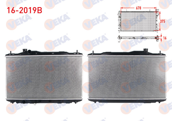 VEKA 16-2019B | Su Radyatörü Brazing Honda Civic Ix 1.6İ M-T Ac + /-2012-/ Civic VIII 1.8İ M-T Ac + /-2005-2012