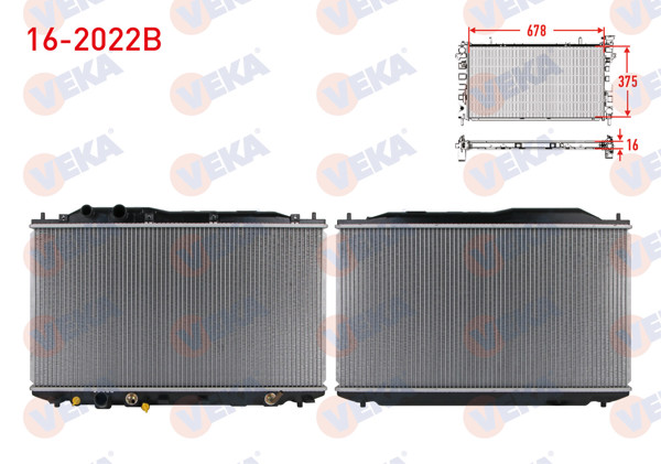 VEKA 16-2022B | Su Radyatörü (Alt Boru Kelepcelı) Brazing Honda Civic VIII 1.6 A-T Ac + /-2005-2012