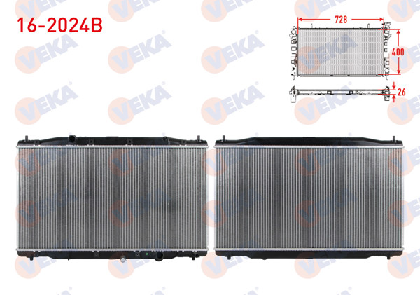 VEKA 16-2024B | Su Radyatörü Brazing Honda Cr-V III 2.2İ Ctdı M-T Ac + /-2006-2012