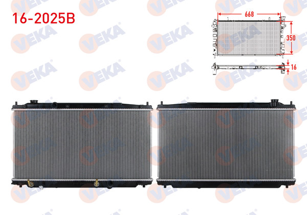 VEKA 16-2025B | Su Radyatörü Brazing Honda Jazz III (Ge) 1.3İ A-T Ac + /-2008-2012