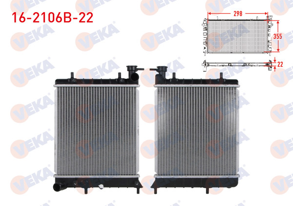 VEKA 16-2106B-22 | Su Radyatörü Brazing Hyundai Accent Mılenıum 1.3 M-T 22mm 2000-2003