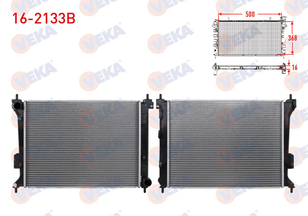 VEKA 16-2133B | Su Radyatörü Brazing Hyundai i20 (Pb, Pbt) 1.2 M-T Ac + /-2008-2015
