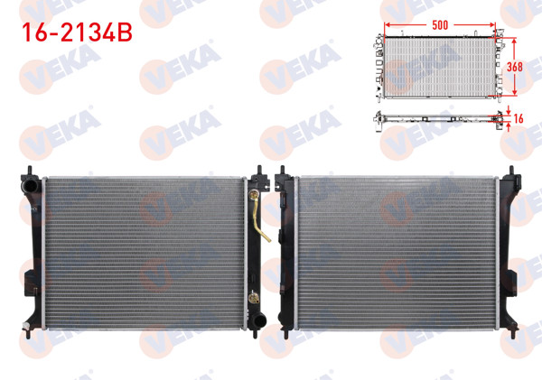 VEKA 16-2134B | Su Radyatörü Brazing Hyundai i20 (Pb, Pbt) 1.2 A-T Ac + /-2008-2015