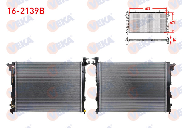 VEKA 16-2139B | Su Radyatörü Brazing Hyundai Ix35 (Lm) 1.6 GDI A-T Ac + /-2010 -