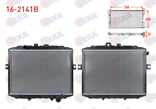 VEKA 16-2141B | Su Radyatörü Brazing 26mm Hyundai H100 2.5 D (Kamyonet + Minibüs) 1997-2004