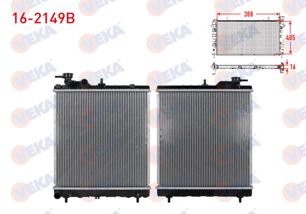 VEKA 16-2149B | Su Radyatörü Brazing Hyundai Atos (Mx) 1.1İ M-T / A-T Ac + /-2003-2008