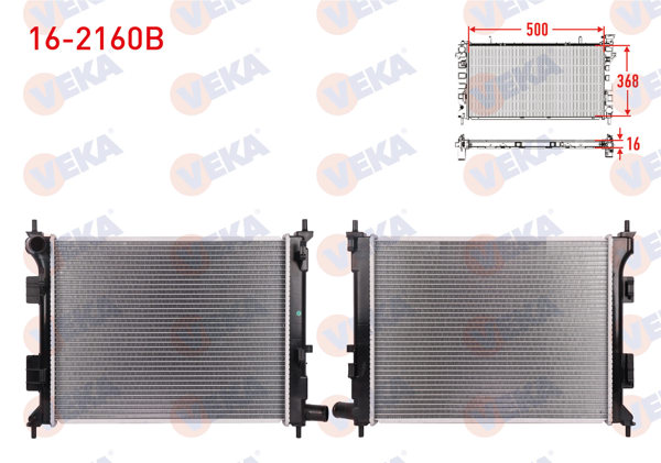 VEKA 16-2160B | Su Radyatörü Brazing Hyundai i20 (Pbt) 1.2İ 16V M-T Ac + /-2012-2014