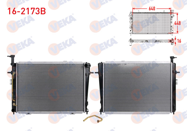 VEKA 16-2173B | Su Radyatörü Brazing Hyundai Tucson 2.0 A-T 2004-2010 / Kia Sportage (Je) 2.0 A-T 2004-2010