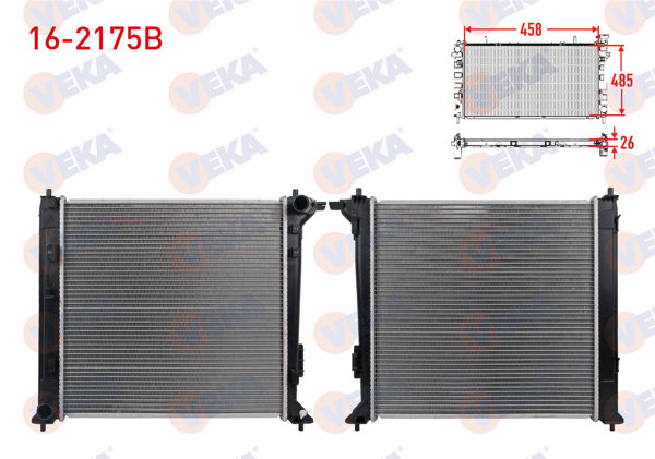 VEKA 16-2175B | Su Radyatörü Brazing Hyundai Tucson (Tl, Tle) 1.6 CRDI 2018-/ Kia Sportage IV (Ql, Qle) 1.6 CRDI 2018 -