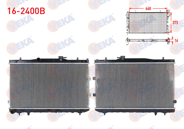 VEKA 16-2400B | Su Radyatörü Brazing Kia Cerato 1.6I 16V M-T Kapaklı 2004 -