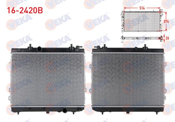 VEKA 16-2420B | Su Radyatörü Brazıng Kıa Cerato (Ld) 1.6 CRDI M-T Ac + /-2004-2012