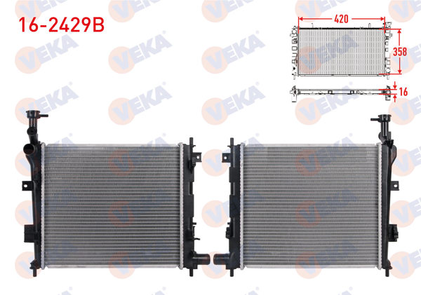 VEKA 16-2429B | Su Radyatörü Brazing Kia Picanto (Ta) 1.1-1.25 M-T 2011 -