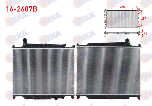 VEKA 16-2607B | Su Radyatörü Brazing Land Rover Range Rover III 3.6 TD 4X4 A-T 2002-2012 / Range Rover Sport 3.6 TD 4X4 A-T 2005-2013