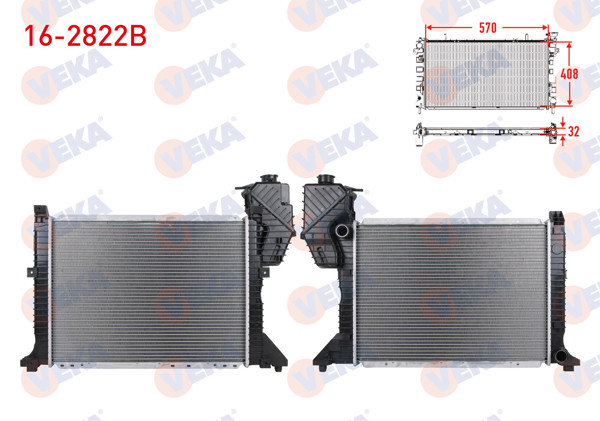 VEKA 16-2822B | Su Radyatörü Brazing Mercedes Sprinter (W901) 208 D Kısa Kasa M-T Ac-1995-2000