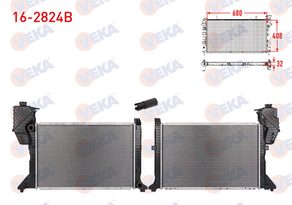 VEKA 16-2824B | Su Radyatörü Brazing Mercedes Sprinter (901,902) 208 CDI M-T Ac + /-1995-2000 / 212 D M-T 1995-2006 / (903) 308 D-312 D M-T 1995-2006 / (904) 408 D-410 D-412 D M-T 1995-2006