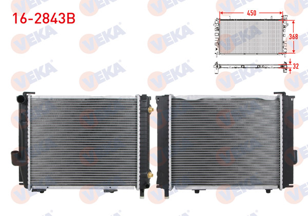 VEKA 16-2843B | Su Radyatörü Brazing Mercedes (W124) 260E-280E-300E-300Te-320E-320Te-E280-E300-E320 A-T / M-T Ac-1984-1995