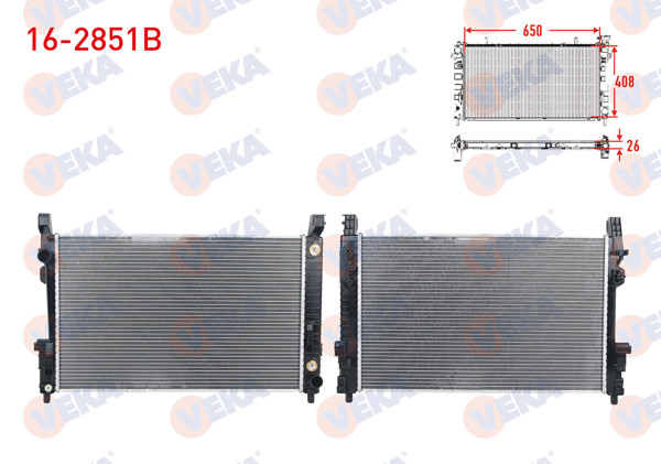 VEKA 16-2851B | Su Radyatörü Brazing Mercedes A Serisi (W169) A 150-A 160-A 170-A 180-A 180 CDI-A 200 A-T / M-T 2004-2012 / B Serisi (W245) B 150-B 160-B 180 CDI-B 200 A-T / M-T 2005-2011