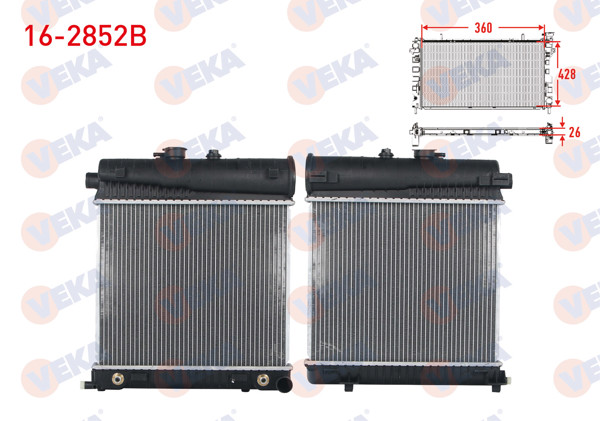 VEKA 16-2852B | Su Radyatörü Brazing Mercedes C Serisi (W202) C 180-C 200 A-T / M-T 1993-2000 / CLK (C208) 200 A-T / M-T 1997-2002 / E Serisi (W210) E 200-E 230 A-T / M-T 1995-2002