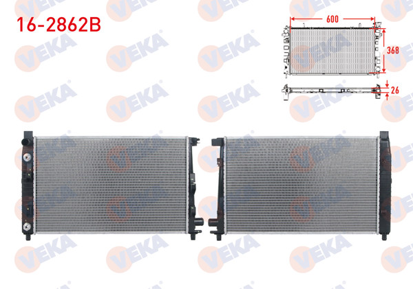 VEKA 16-2862B | Su Radyatörü Brazing Mercedes A Serisi (W168) A 140-A 160-A 160 CDI-A 170-A 170 CDI 1997-2004 / Vaneo (414) 1.6-1.9-1.7 CDI 2002-2005