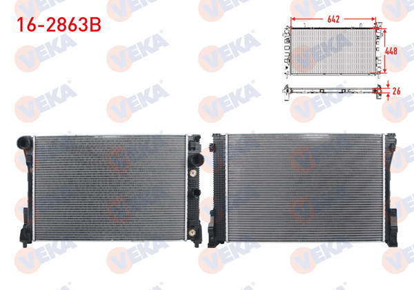 VEKA 16-2863B | Su Radyatörü Brazing Mercedes C Serisi (W204) C 180-C 200-C 200 CDI-C 220 CDI-C 250-C 280-C 300 2007-2014 / E Serisi (W212) E 200-E 250 Cgı-E 350 2009-/ Slk (R172) 200-250 2011 -