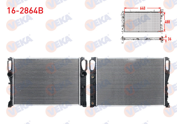 VEKA 16-2864B | Su Radyatörü Brazing Kalınlık 36mm Mercedes CLS (C219) CLS 350 CDI-CLS 500 A-T / M-T 2004-2011 / E Serisi (W211) E 280 CDI-E 320 CDI A-T / M-T 2002-2008