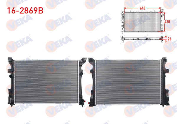 VEKA 16-2869B | Su Radyatörü Brazing (5mm Fin) Mercedes A Serisi (W176) 180-180 CDI A-T 200 2012 / B Serisi (W246) 160-180-180 CDI A-T 2011-/ CLA Coupe (C117) 200 A-T 2013-/ Gla (X156) Gla 180 CDI 200 A-T 2013 -