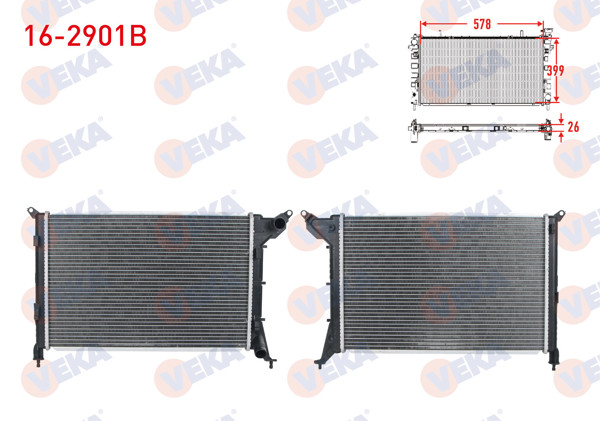 VEKA 16-2901B | Su Radyatörü Brazing Mini Cooper (R50,R53) 1.6İ 16V 2001-2006 / Cooper One (R50,R53) 1.6İ 16V 2001-2006