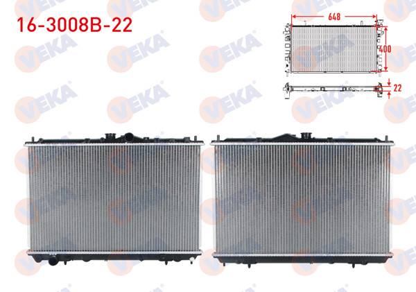 VEKA 16-3008B-22 | Su Radyatörü Brazing Kalınlık 22mm Mitsubishi Carisma 1.6-1.8 16V M-T 1995-2006