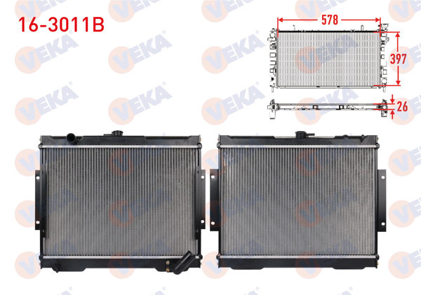 VEKA 16-3011B | Su Radyatörü Brazing Mitsubishi L 200 (K3t,K2t,K1t,K0t) 2.5 D M-T 1986-1996