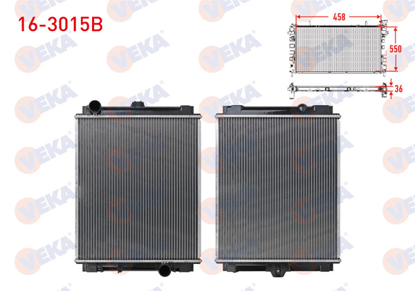 VEKA 16-3015B | Su Radyatörü Brazing Mitsubishi Canter 3.3 D M-T 3.5 Ton Tek Teker 2005-2010