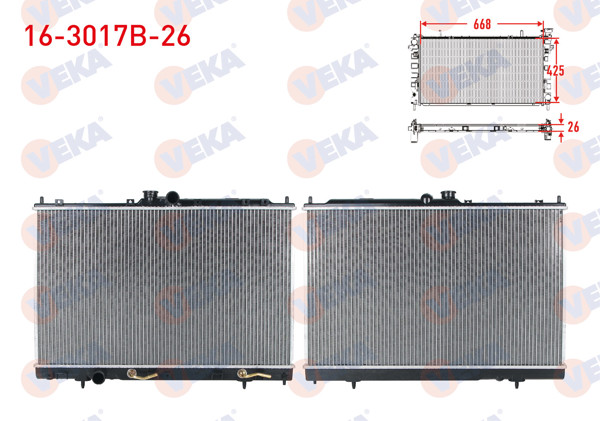 VEKA 16-3017B-26 | Su Radyatörü Brazing Kalınlık 26mm Mitsubishi Outlander 2.0I A-T 2003-2007