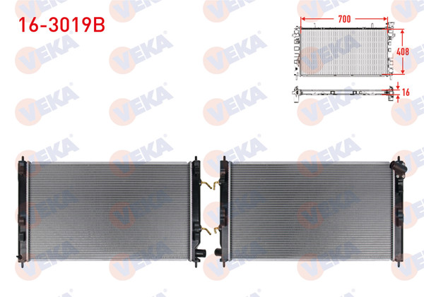 VEKA 16-3019B | Su Radyatörü Brazing Mitsubishi Lancer (Cy,Za) 1.8 A-T 2007 -