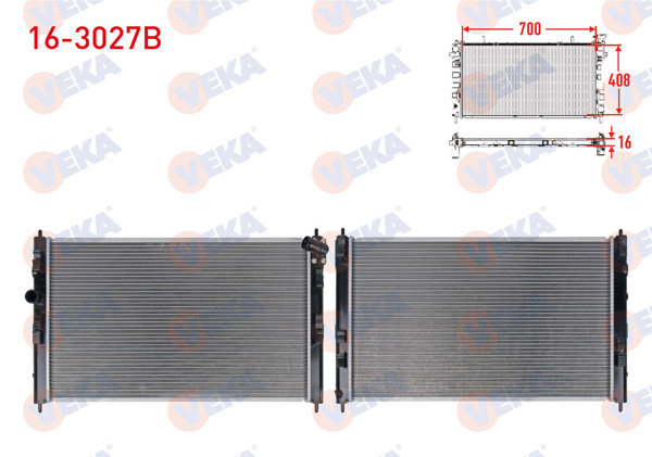 VEKA 16-3027B | Su Radyatörü Brazing Mitsubishi Asx (Ga,W) 1.6İ 16V A-T / M-T 2010-/ Lancer VIII 1.6İ M-T-1.8İ A-T / M-T 2008 -