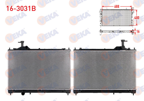 VEKA 16-3031B | Su Radyatörü Brazing Mitsubishi Outlander III 2.0İ-2.4İ-3.0İ M-T 2012 -
