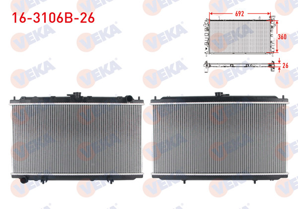 VEKA 16-3106B-26 | Su Radyatörü Brazing Nissan Primera (P11) 1.6İ 16V M-T 1996-2001